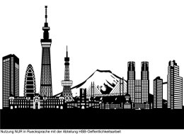 Tokyo landmark buildings and mount fuji icon set